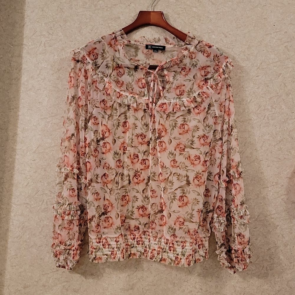 Inc womens rose floral blouse